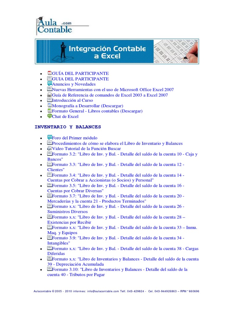 Integración Contable A Excel | PDF | Microsoft Excel | Informática