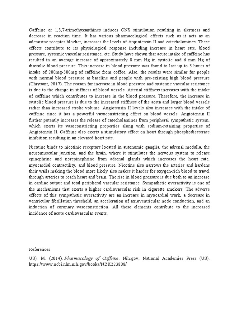 Effect of Caffeine and Nicotine On Blood Pressure. | PDF | Blood ...