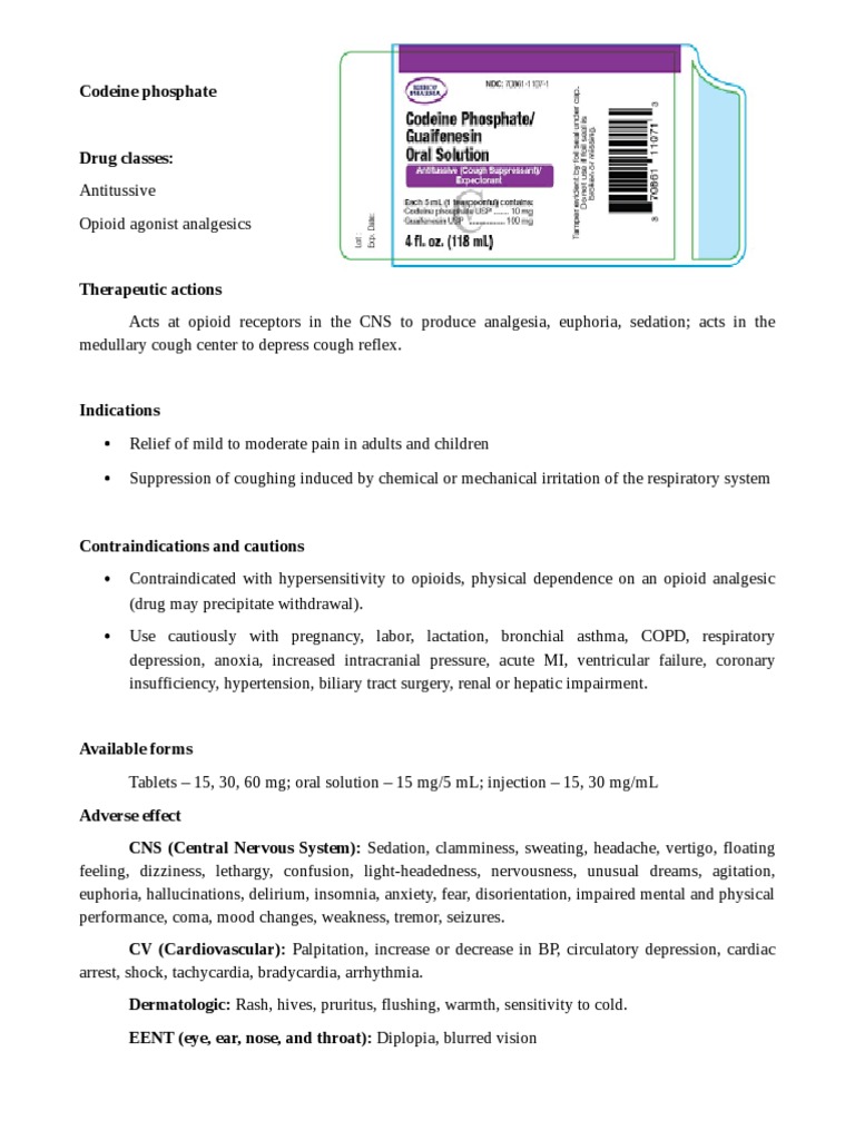Codeine phosphate a comprehensive review of indications