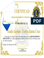 Certificado Club Leones