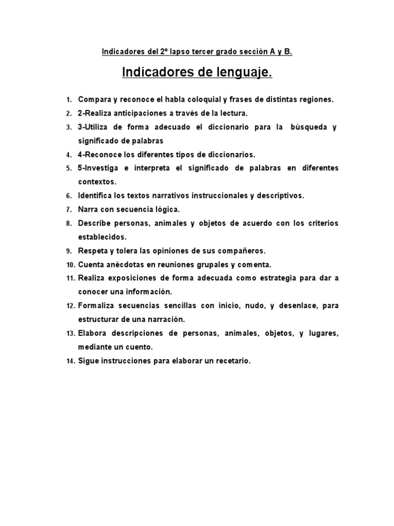 Indicadores Segundo Lapso | PDF