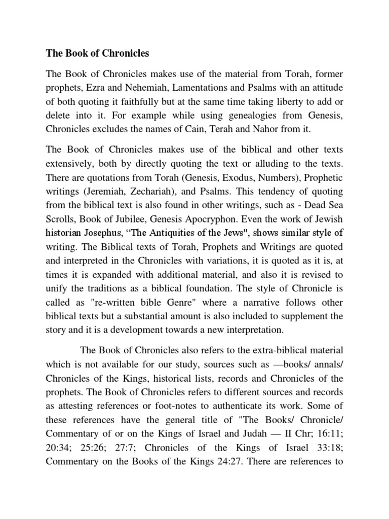 Book of Chronicles PDF Books Of Chronicles Books Of Kings