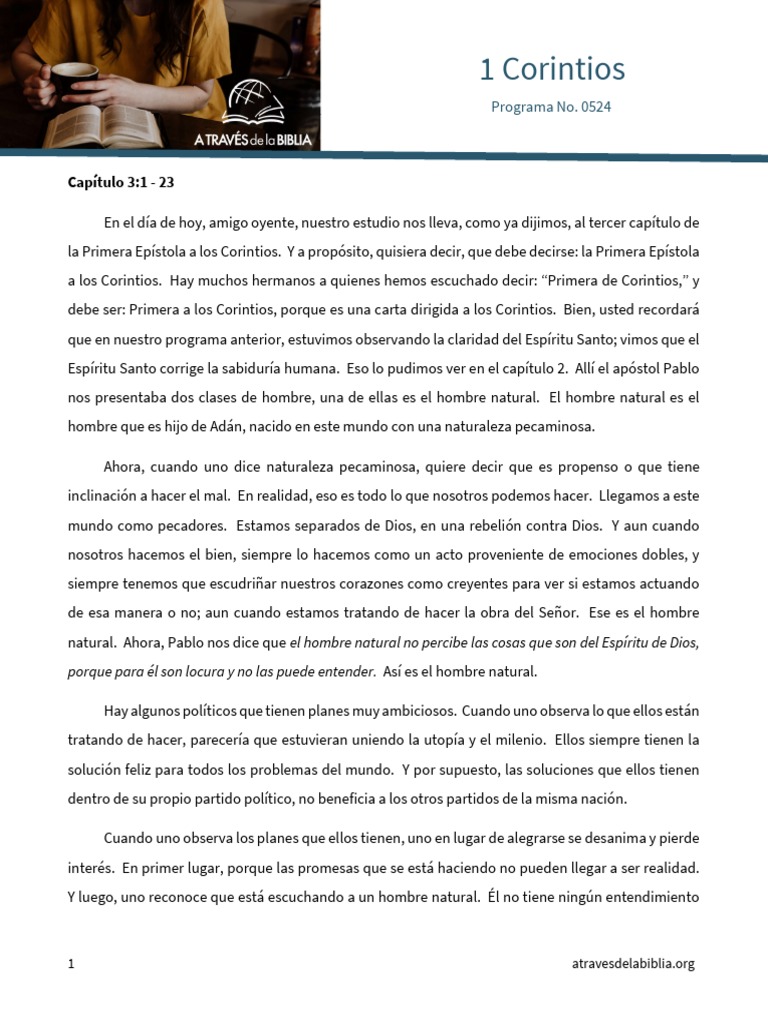 primeiro coríntios capítulo 3 versículo 1