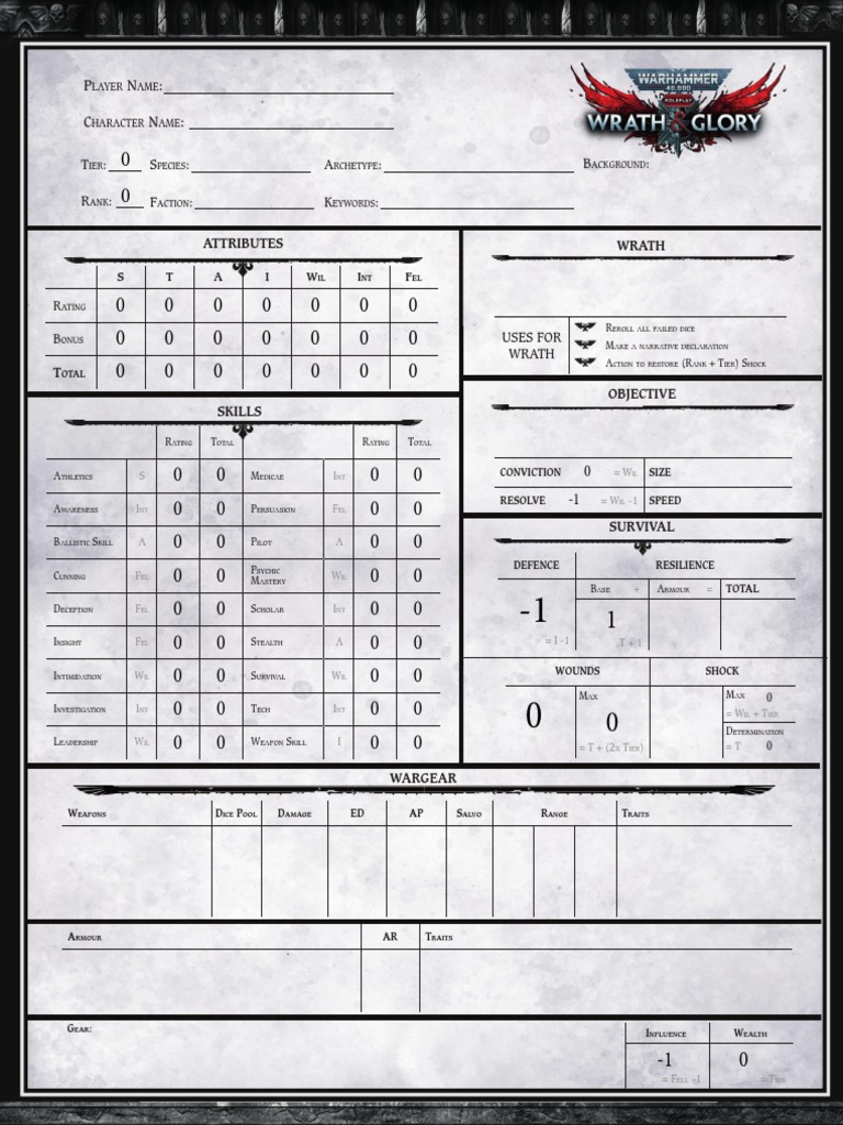 WG Character Sheet Calculating | PDF | Tabletop Games | Role Playing Games