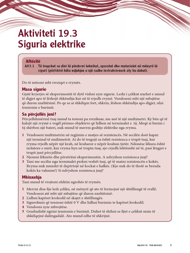 7c. Fizika 10 & 11 - Aktiviteti 19.3 | PDF
