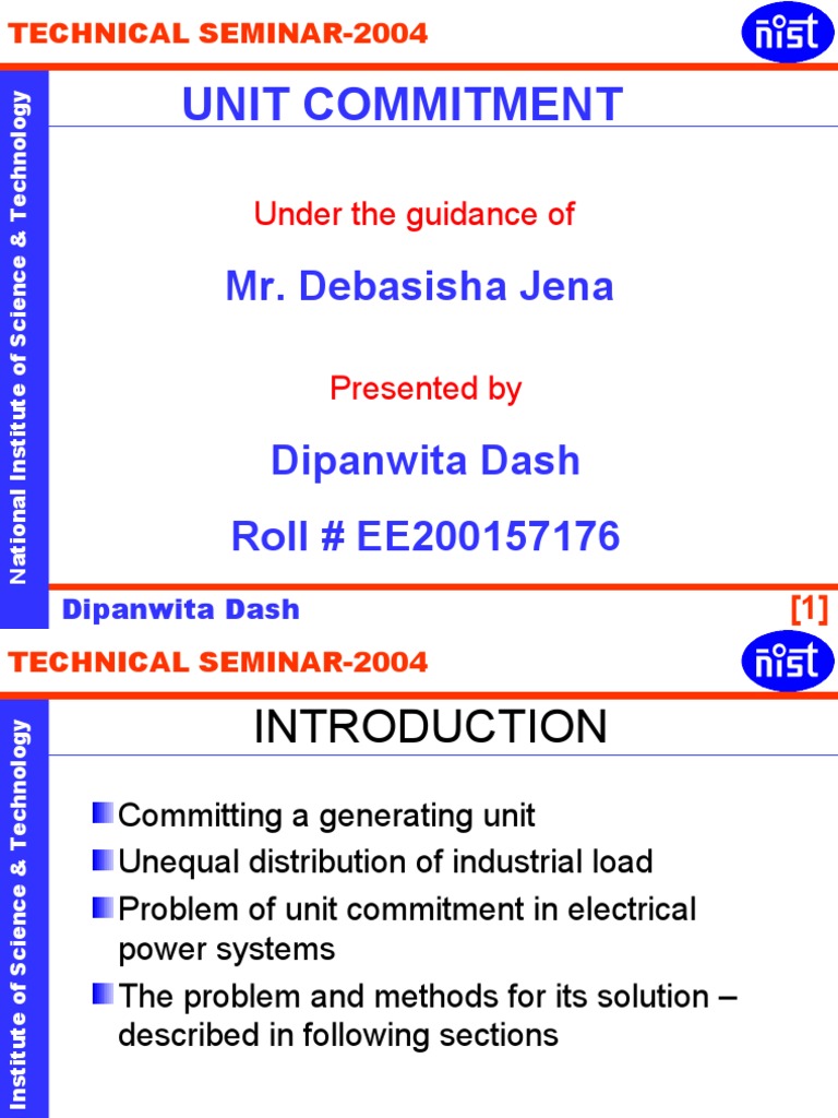 Unit Commitment: Mr. Debasisha Jena | PDF | Dynamic Programming ...