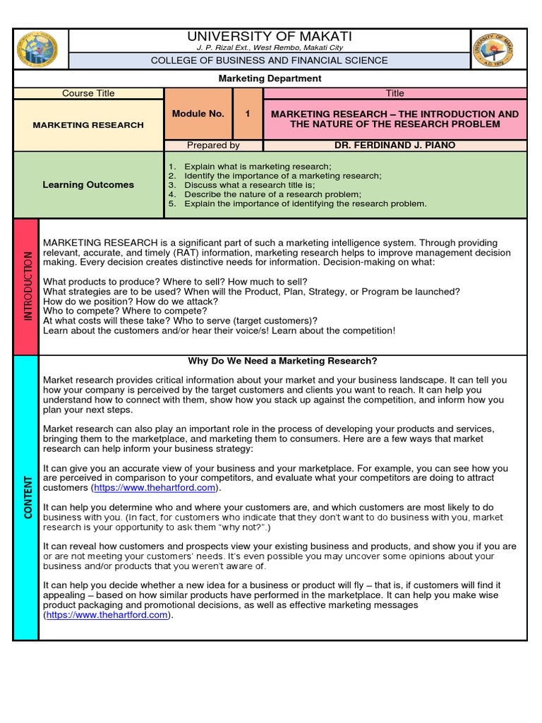 Module - 1 Marketing Research | PDF | Marketing | Marketing Research