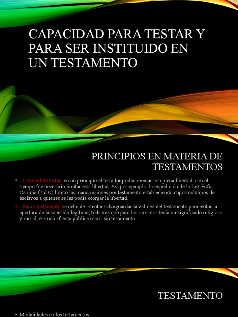 Capacidad para Testar en Testamentos | PDF | Voluntad y testamento ...
