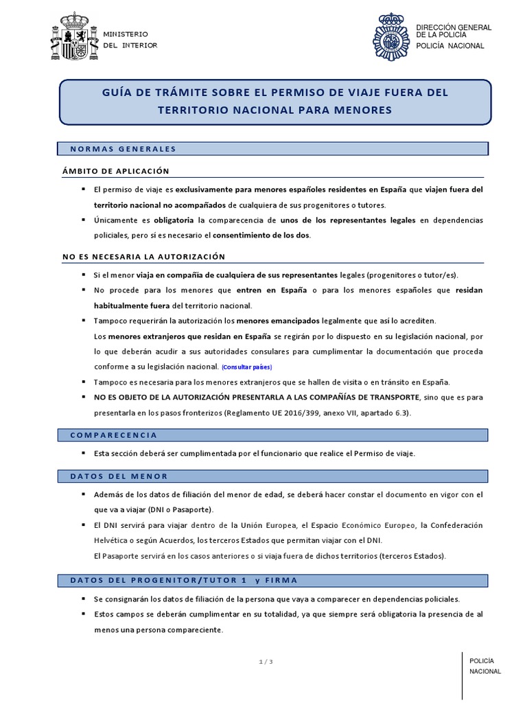 Permiso de Viaje para Menores Españoles | PDF | Gobierno | Justicia