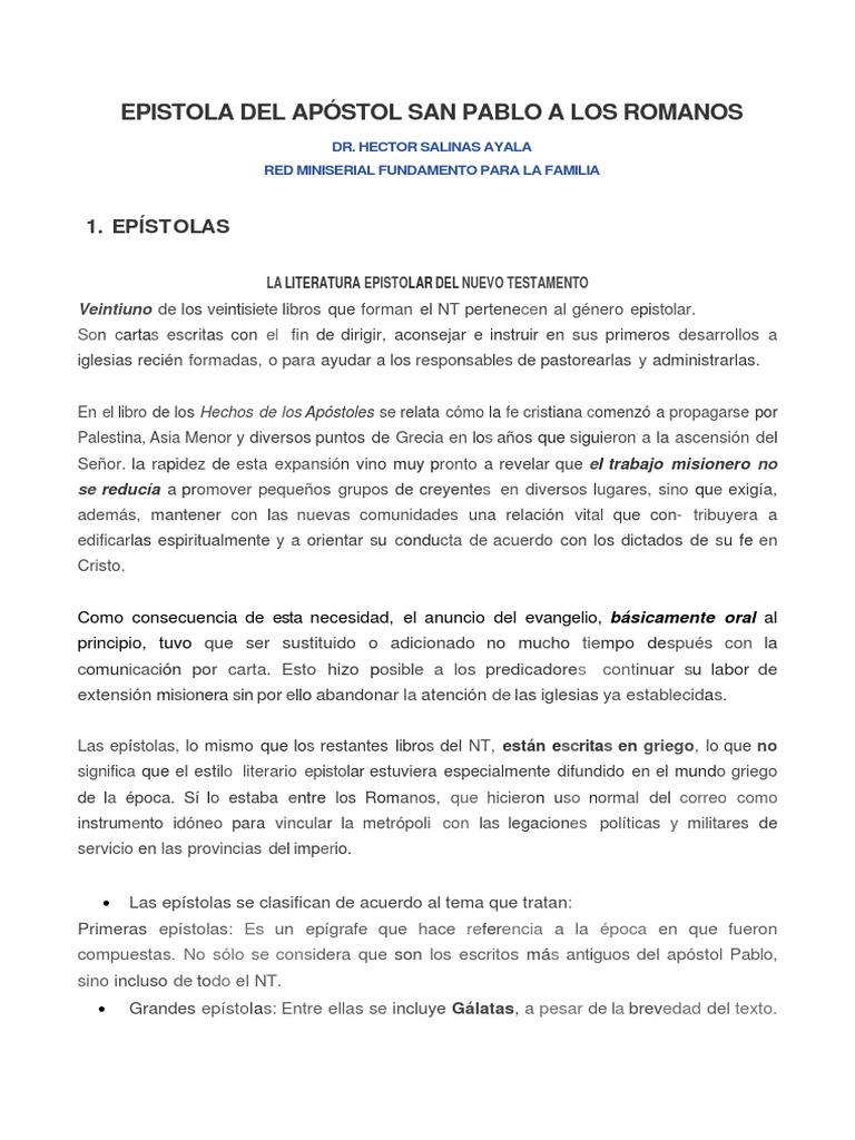 Epístola de Pablo a los Romanos | PDF | Pablo el apóstol | Epístola