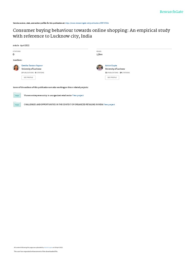 Consumer Buying Behaviour Towards Online Shopping: An Empirical Study ...