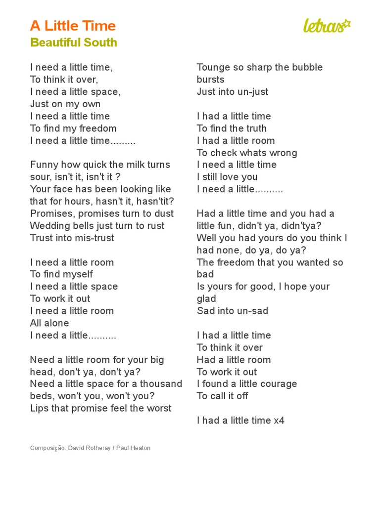 A LITTLE TIME Beautiful South PDF