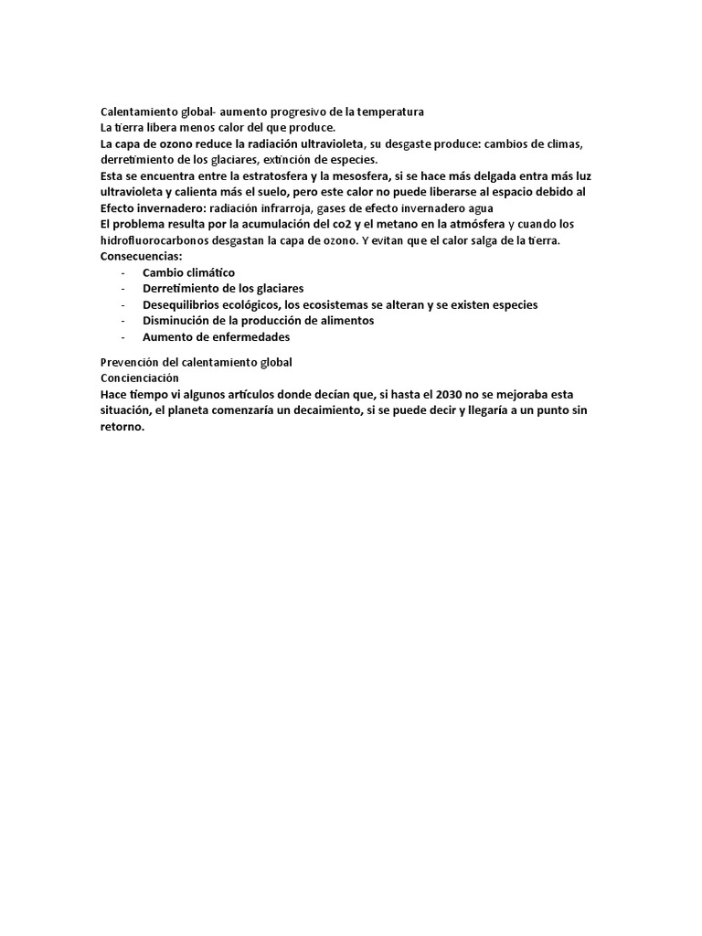 Calentamiento Global: Causas y Consecuencias | PDF | Ciencias sociales ...