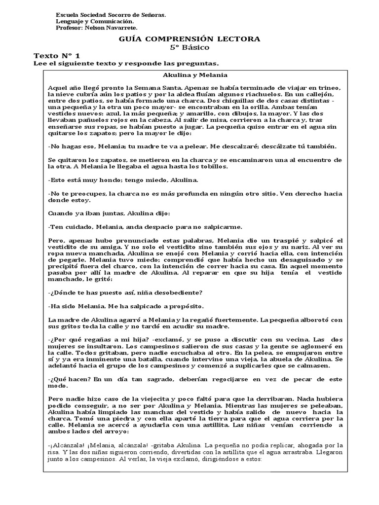 Guía Comprensión Lectora 5° Básico Hoy | PDF | Ciencias de la Tierra