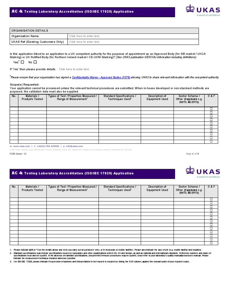 F180 AC4 Testing Laboratory Application | Download Free PDF ...
