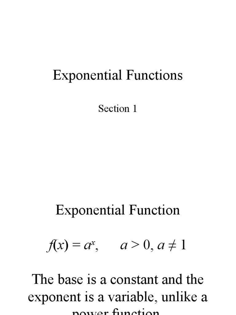 Exponential Functions: Section 1 | PDF