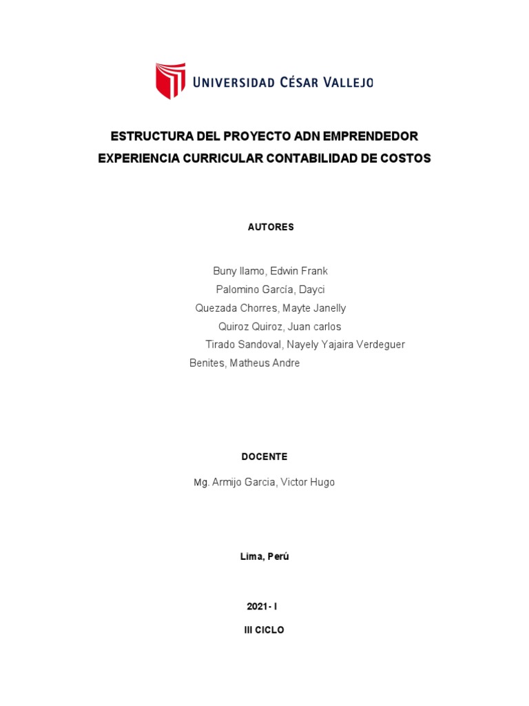 Proyecto Adn Emprendedor Grupo 2 PDF Calidad