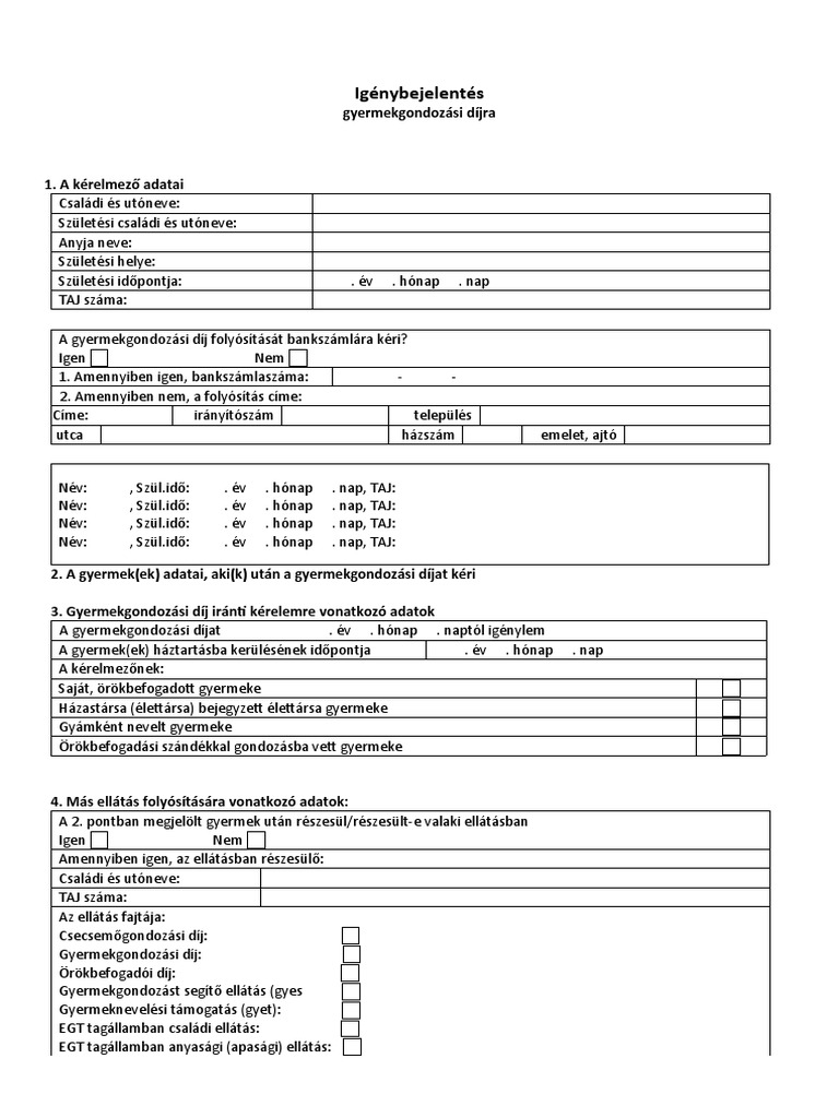 Igenybejelentes Gyed Re Gepi | PDF