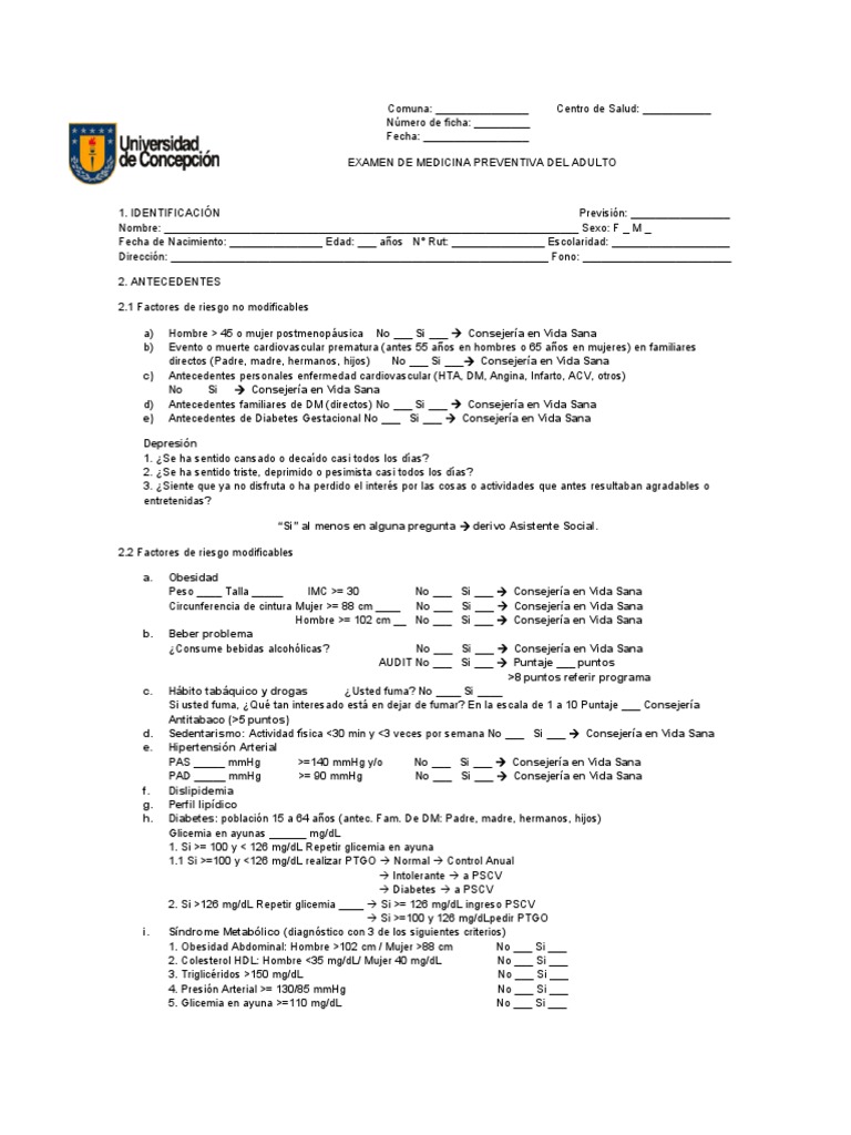 Examen de Medicina Preventiva Del Adulto | PDF | Diabetes | Ciencias de ...