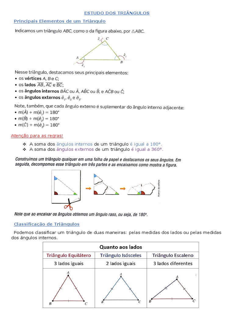 Conceitos e Atividades com Triângulos | PDF