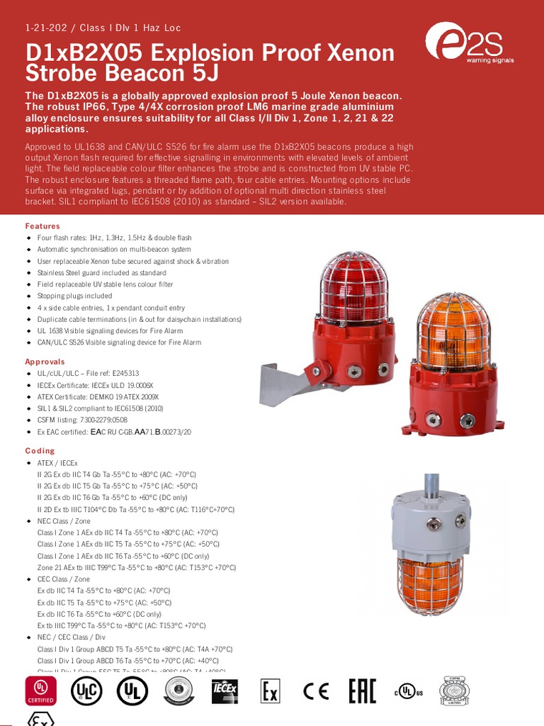 D1xB2x05 Xenon Strobe 5 J E2S PDF Electricity Building