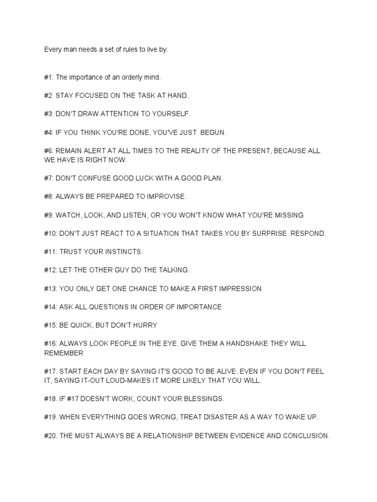 Rules To Live by | PDF