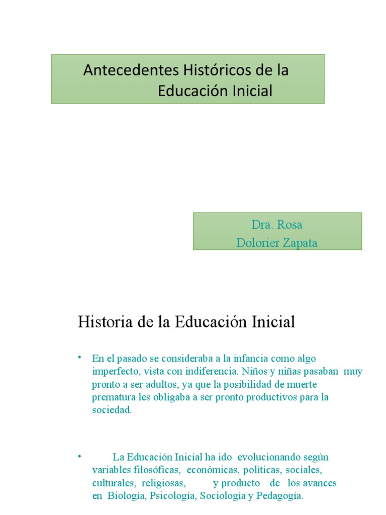 Historia de La Educacion Inicial | PDF | Educación de la primera ...