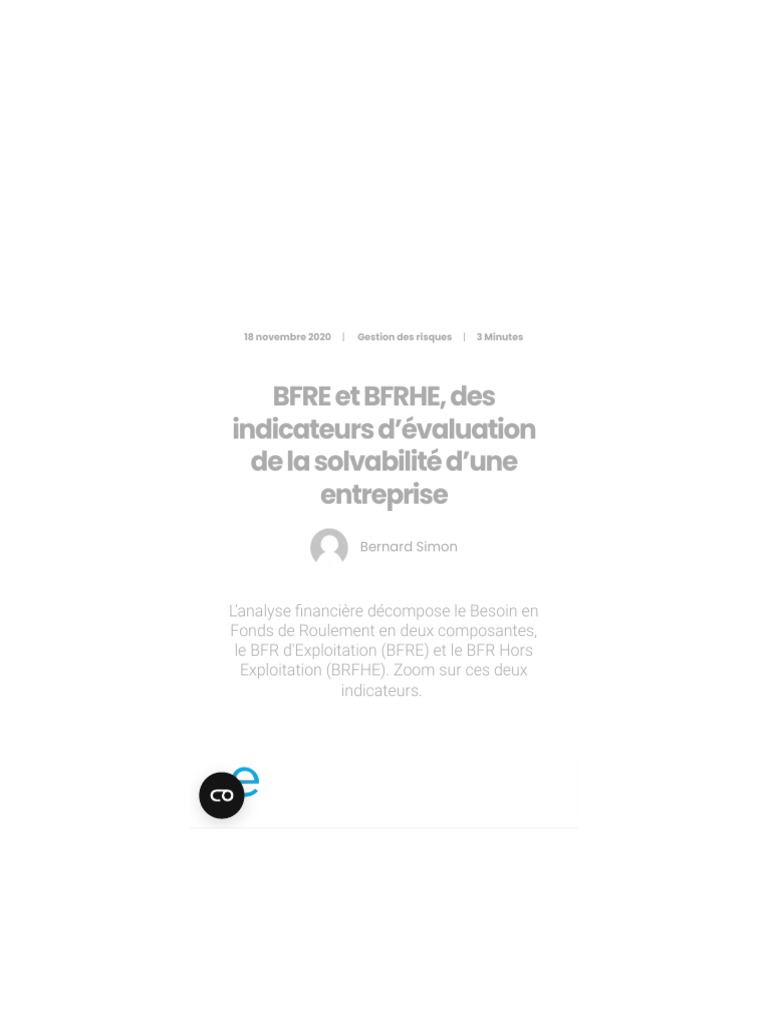 BFRE Et BFRHE - Des Indicateurs de Solvabilité Clés | PDF | Fonds de ...