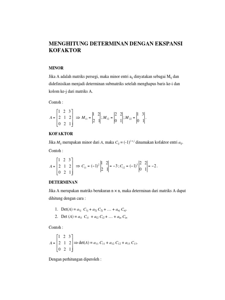 Determinan Matriks 3x3 Metode Kofaktor | PDF