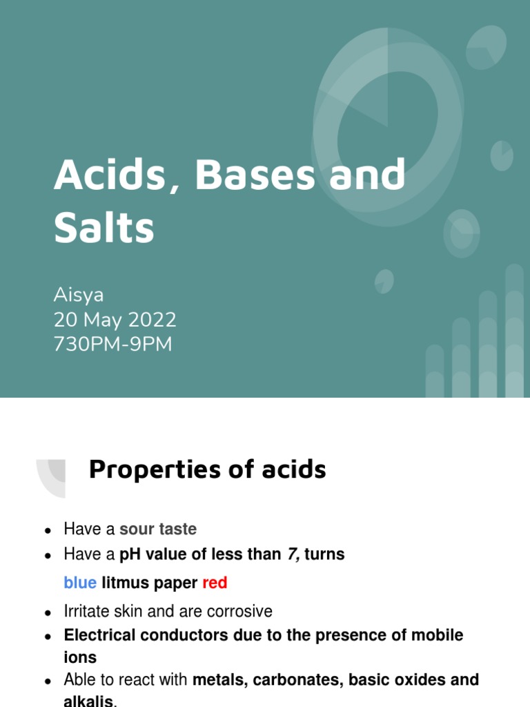 A Topic 07 Acids Bases and Salts PDF Hydroxide Ph