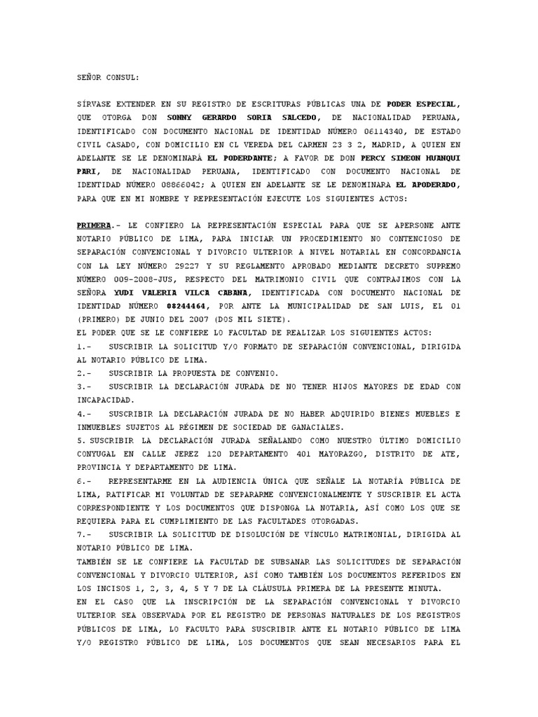 Poder Consular para Divorcio y Conciliacion - Yudi Valeria Vilca Cabana ...