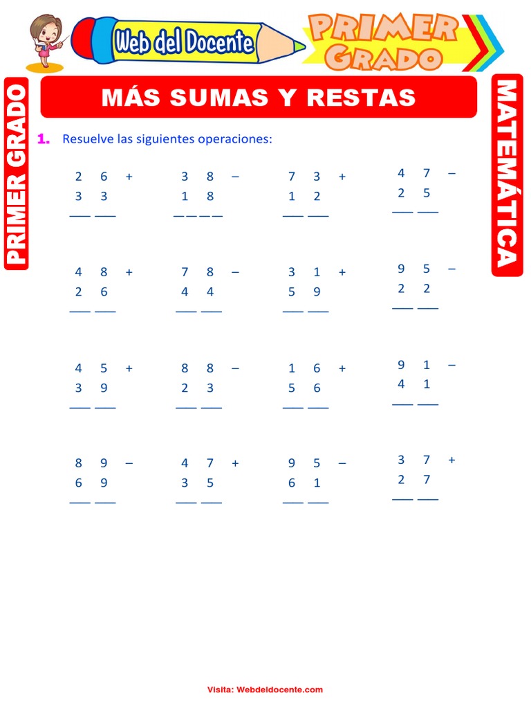 Ejercicios de Sumas para Primer Grado | PDF