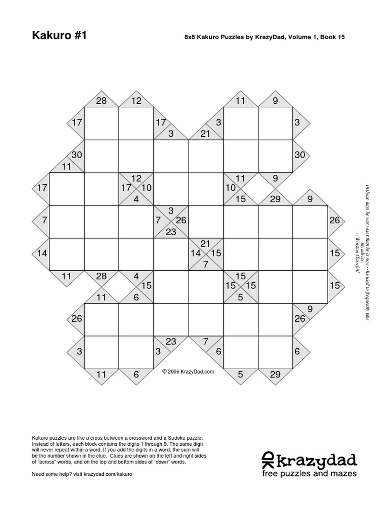 KD Kakuro 8x8 s2 b015 PDF Recreational Mathematics Theoretical