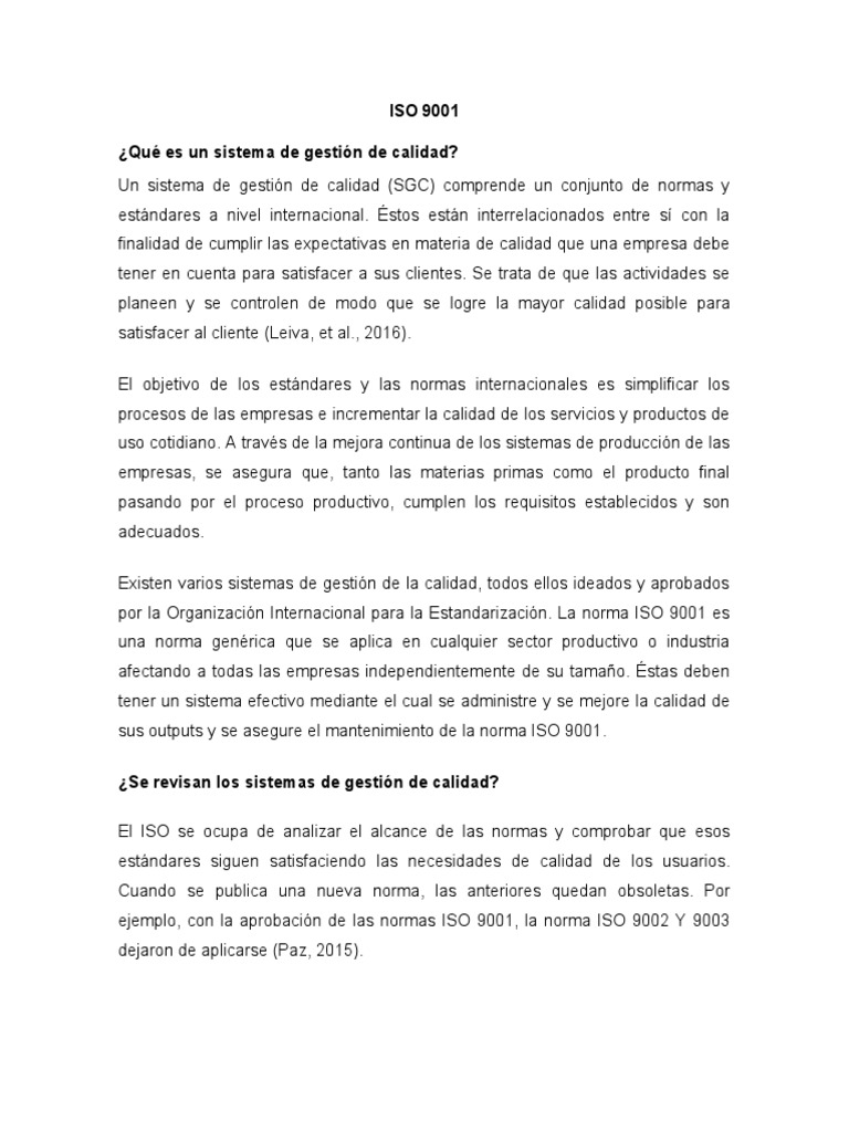 Guía sobre la Norma ISO 9001:2015 | PDF | Calidad (comercial) | Gestión ...