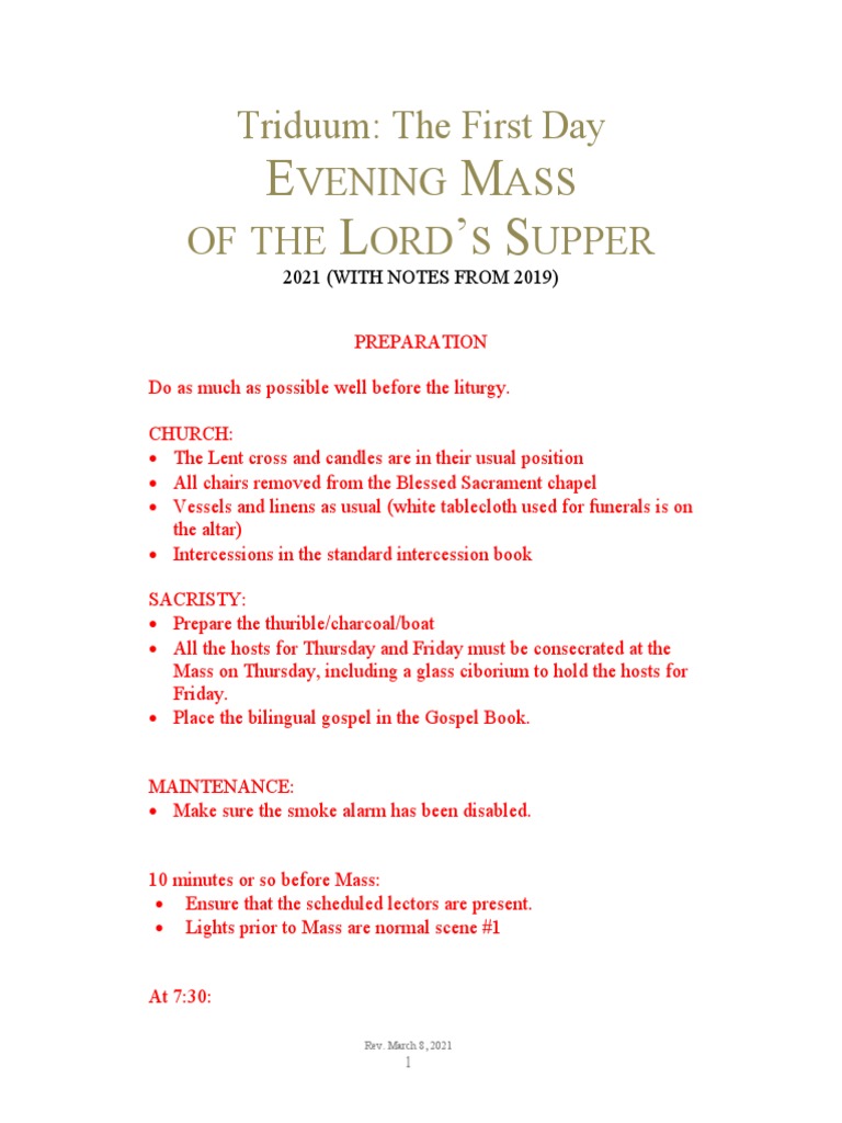 2021 - Holy Thursday Ordo | Download Free PDF | Eucharist | Rituals
