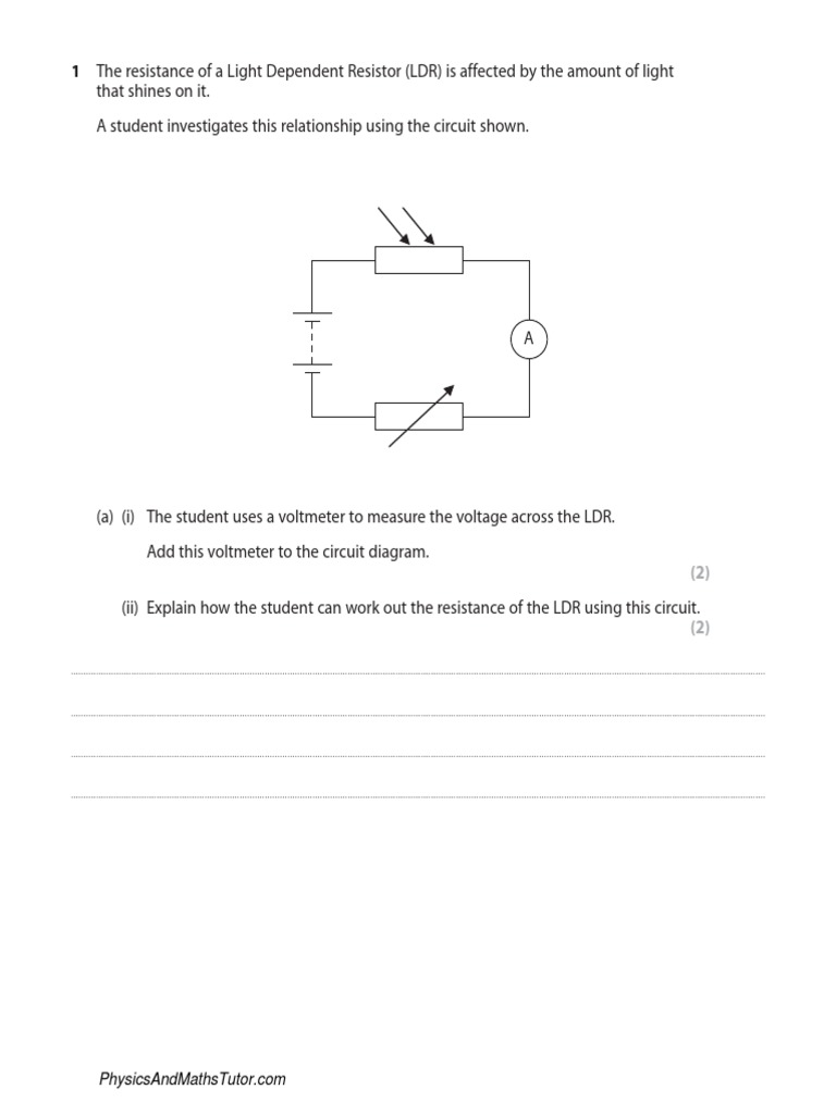 LDR Resistance Measurement PDF Voltage Electrical Resistance And
