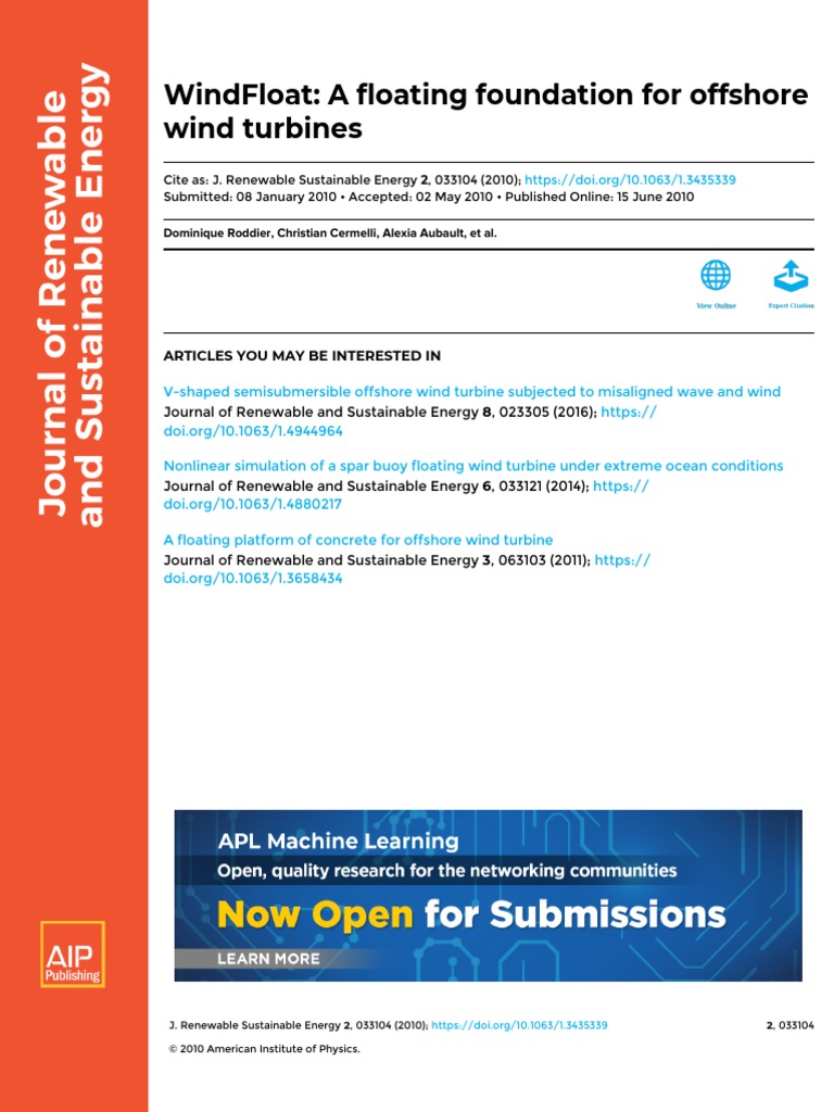 Windfloat: A Floating Foundation For Offshore Wind Turbines: Articles ...