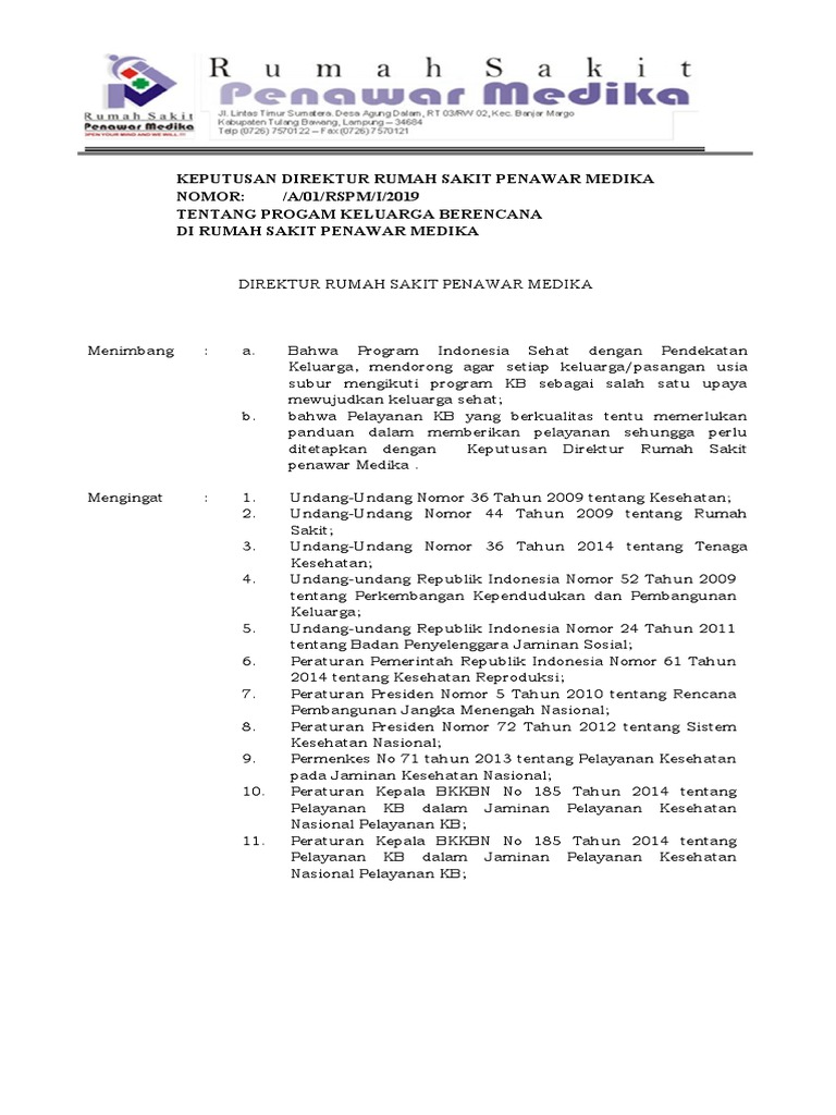 Panduan Pelayanan KB RSPM 2019 | PDF