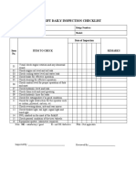 Forklift Daily Inspection Checklist