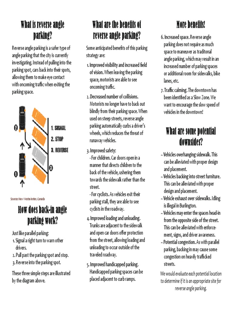 Reverse Angle Parking Brochure Pdf Traffic Sidewalk