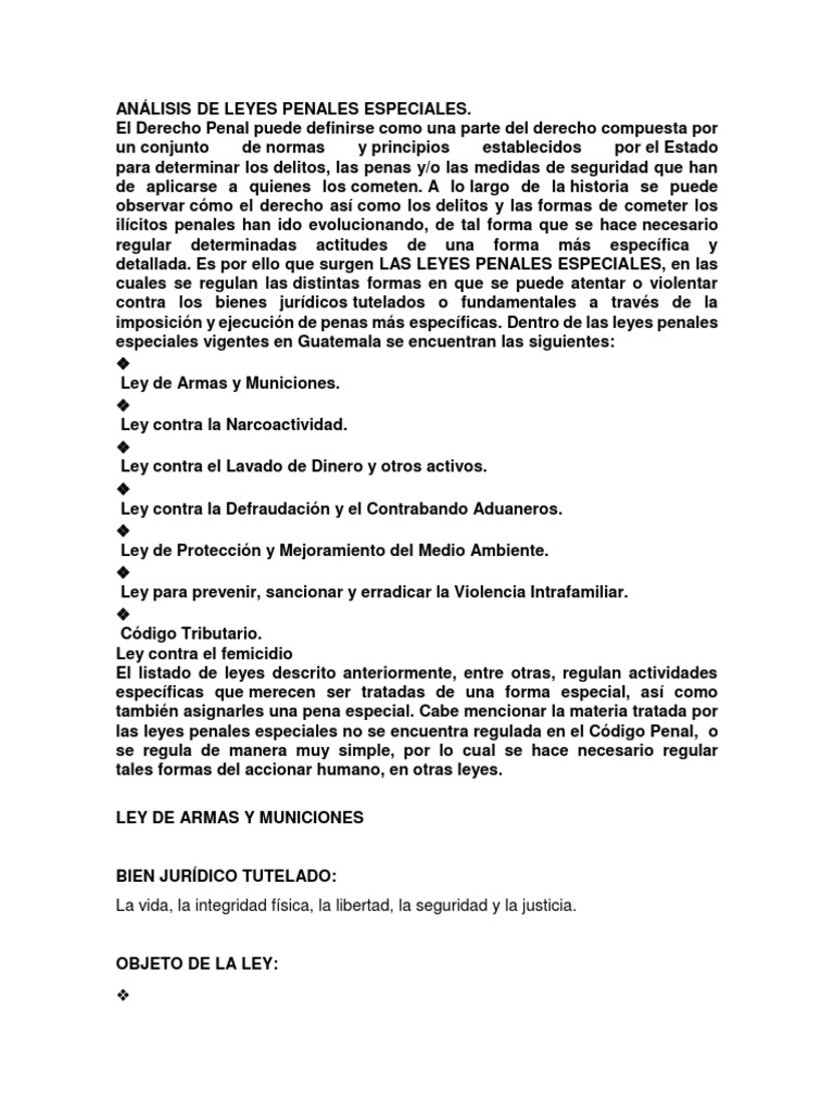 Ley de Armas y Municiones Resumen PDF Derecho penal Justicia