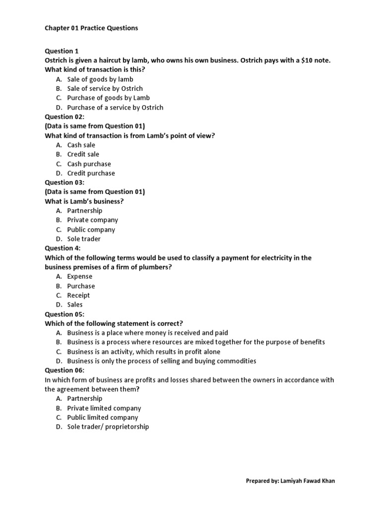 Chapter 01 Pdf Sole Proprietorship Business