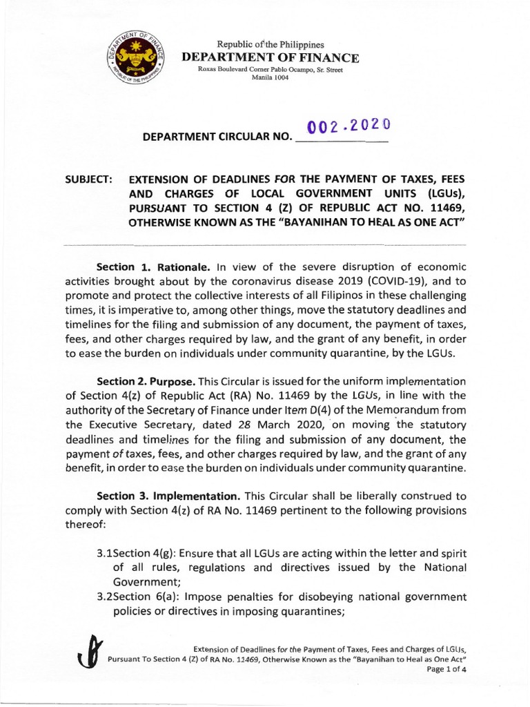 DOF Department Circular No. 02.2020 PDF