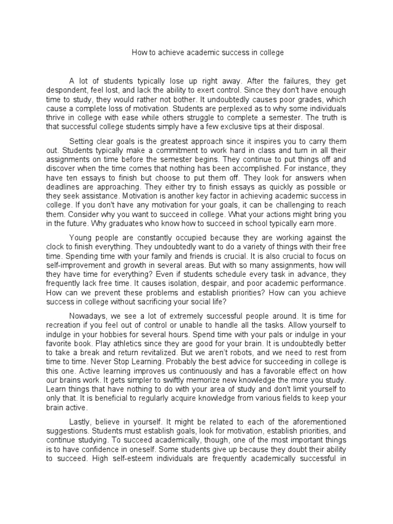Procedural Essay (How To Achieve Academic Success in College) | PDF ...