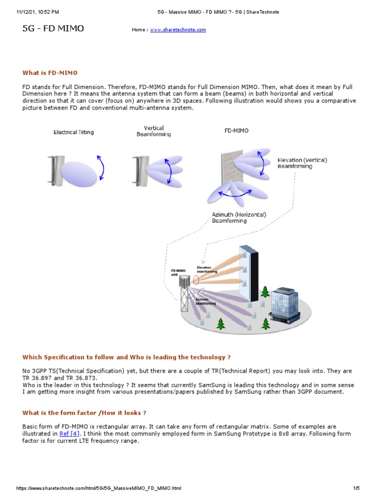 5g Massive Mimo Fd Mimo 5g Sharetechnote Pdf Mimo Matrix