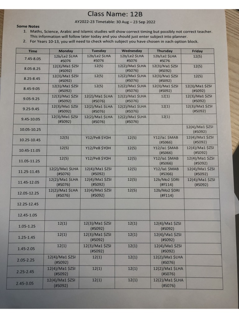 12B Timetable | PDF