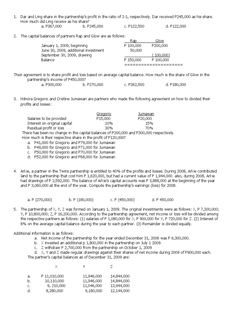 Partnership Operations Activity Pdf Partnership Financial Services
