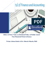 Effect of Firm Value on Kenya's Non-Financial Firms' Dividend Policies