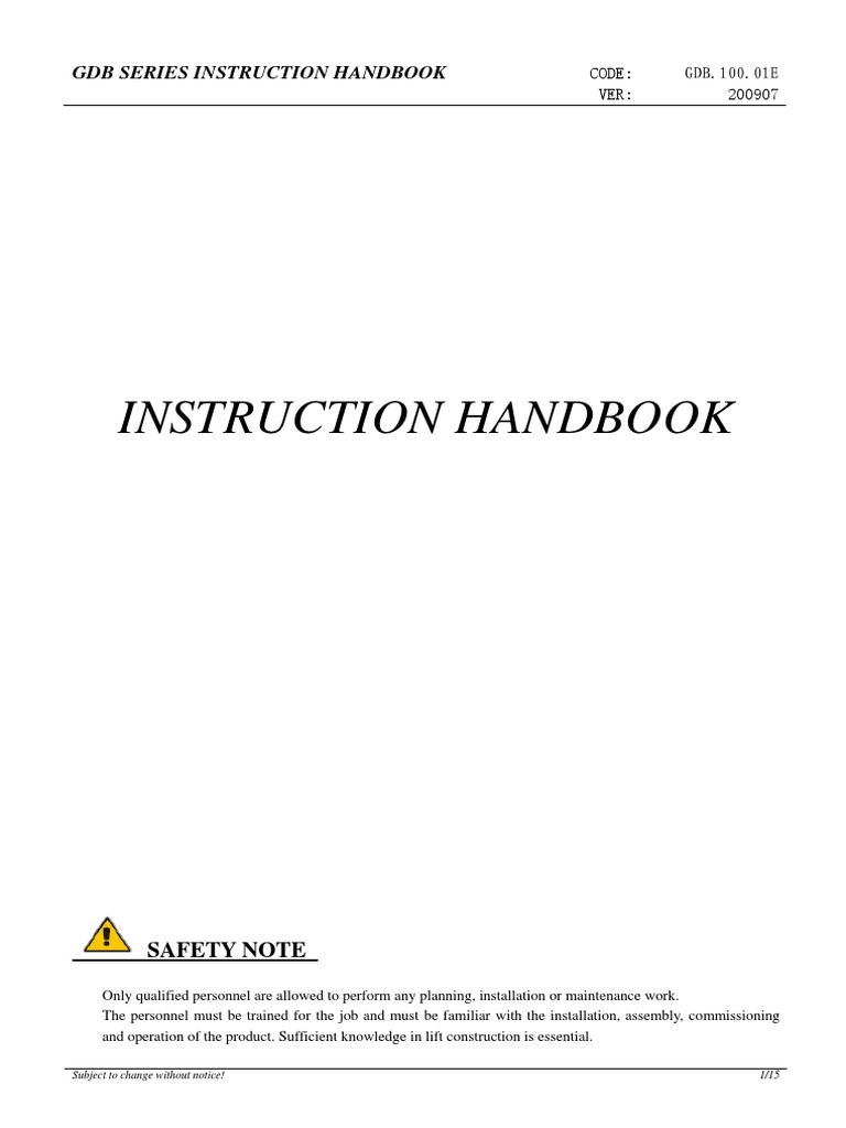 GDB Series Installation Handbook | PDF | Door | Tools