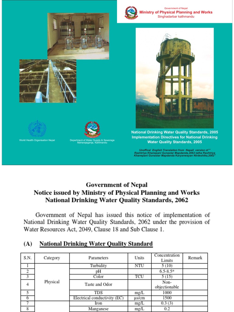 NDWQS Nepal Water Quality Drinking Water